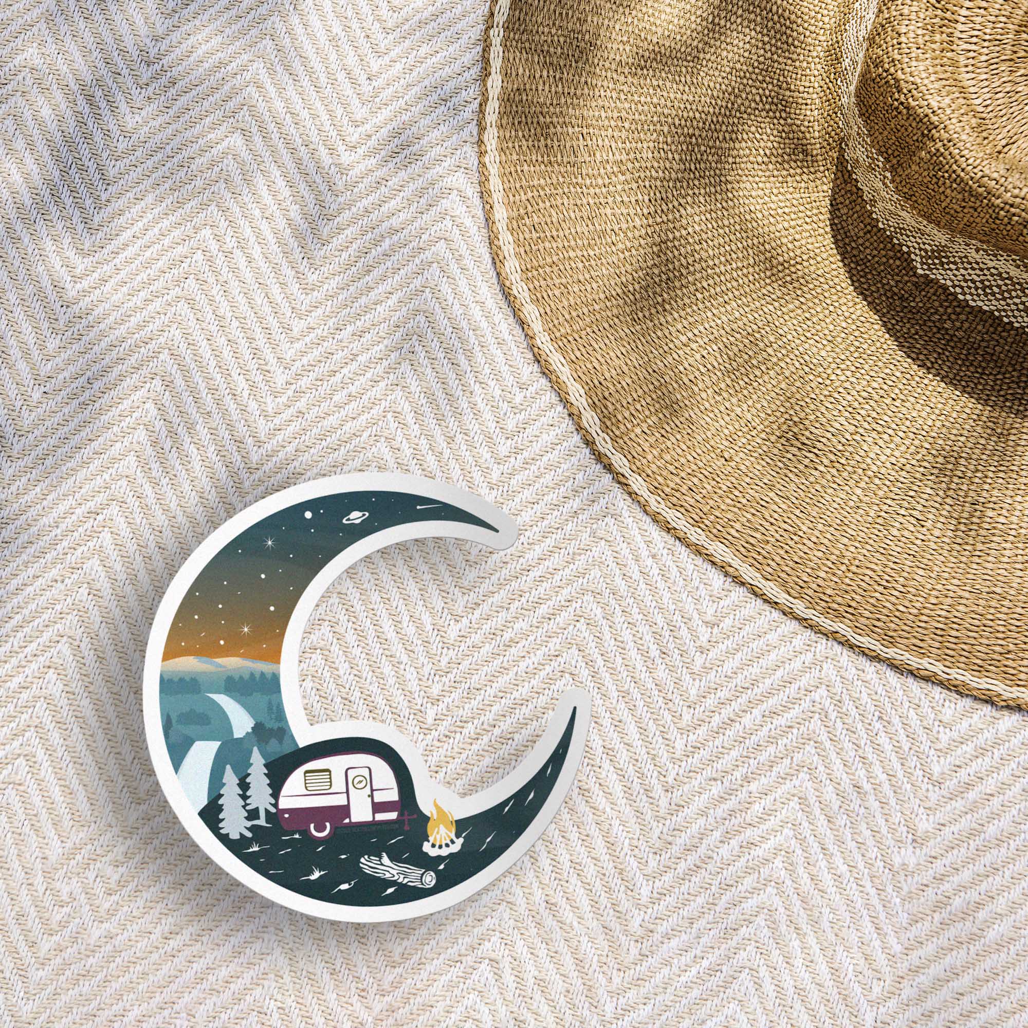 Half Moon Forest Hills Camping Sticker