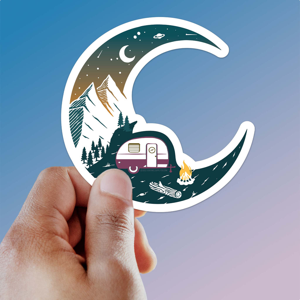 Half Moon RV Camping Sticker