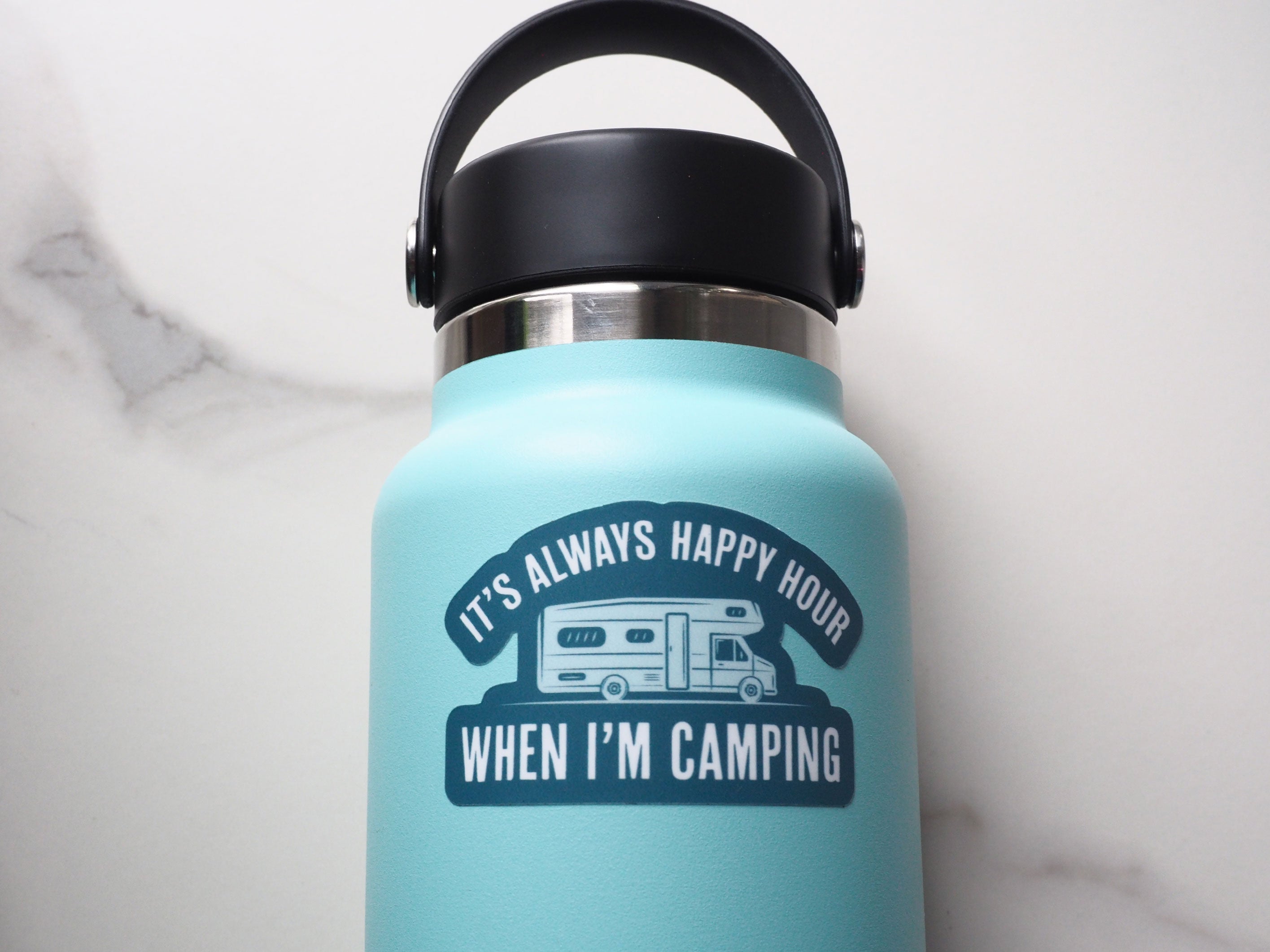 Always Happy Hour When I'm Camping RV Sticker