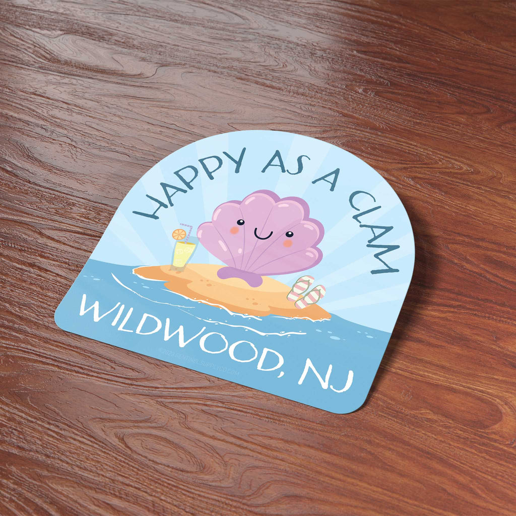 Happy as a Clam Wildwood NJ Sticker
