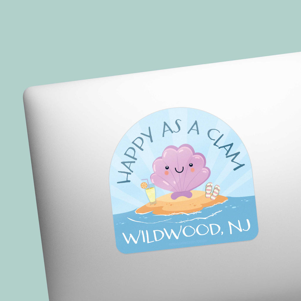 Happy as a Clam Wildwood NJ Sticker