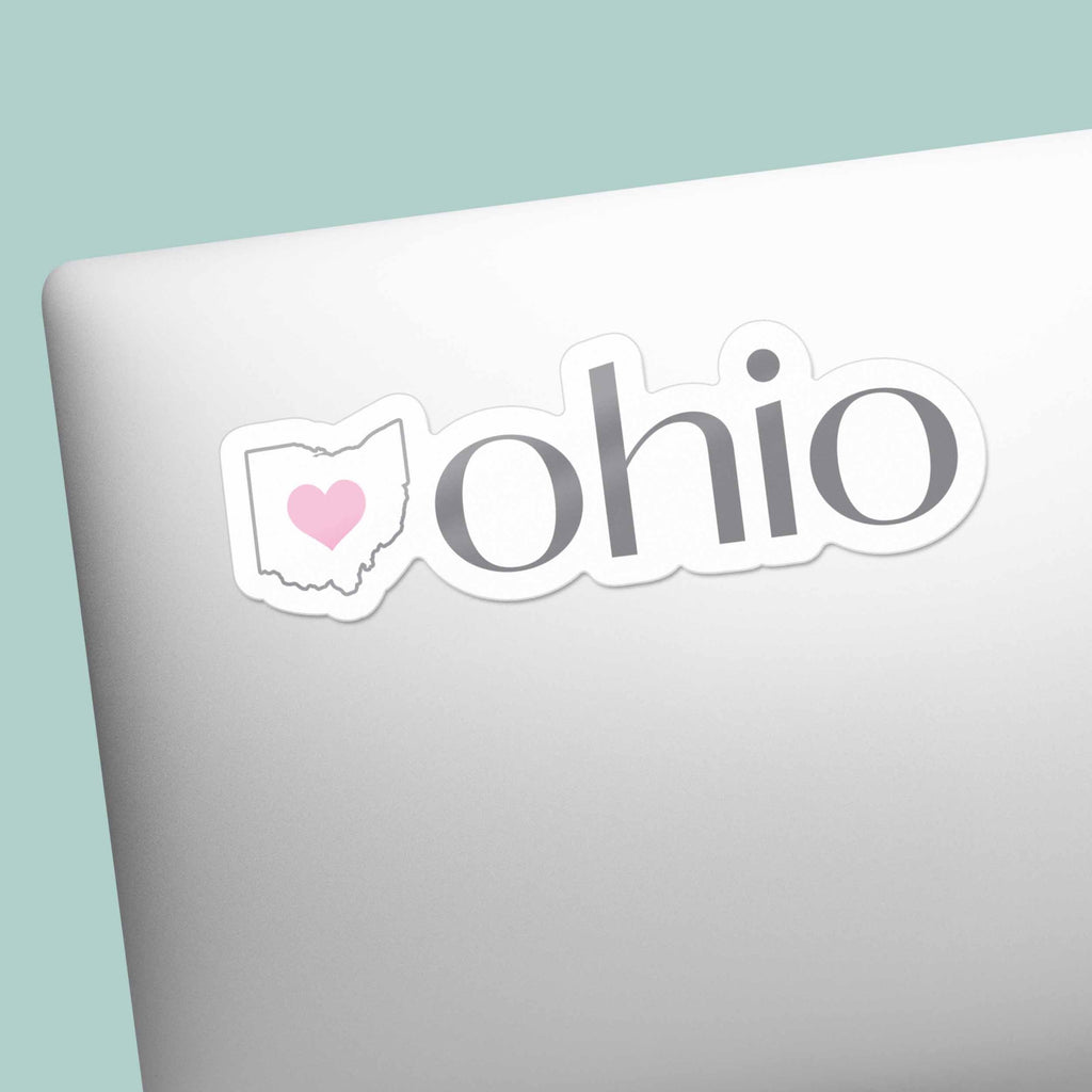 Ohio Heart Sticker - Cute State Shape Midwest Bumper Decals
