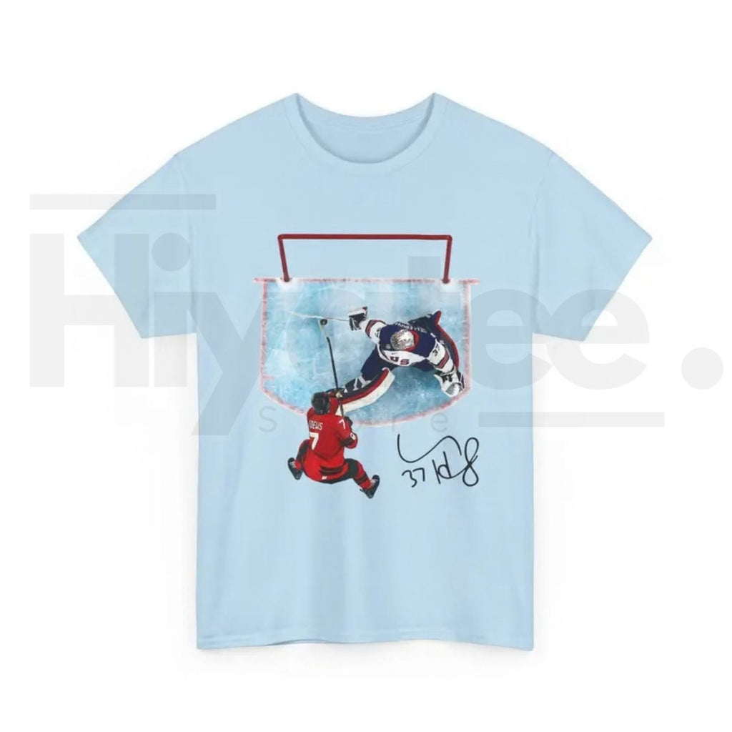 Hellebuyck "The Great Wall" Save Shirt – USA Ice Hockey Gold Medal Fan Tee
