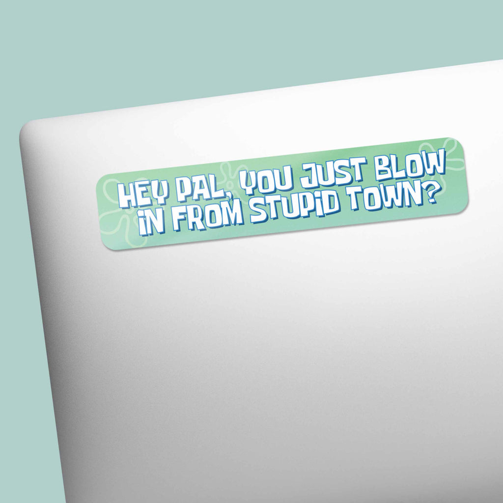 Hey Pal You Just Blow in from Stupid Town Funny TV Show Sticker