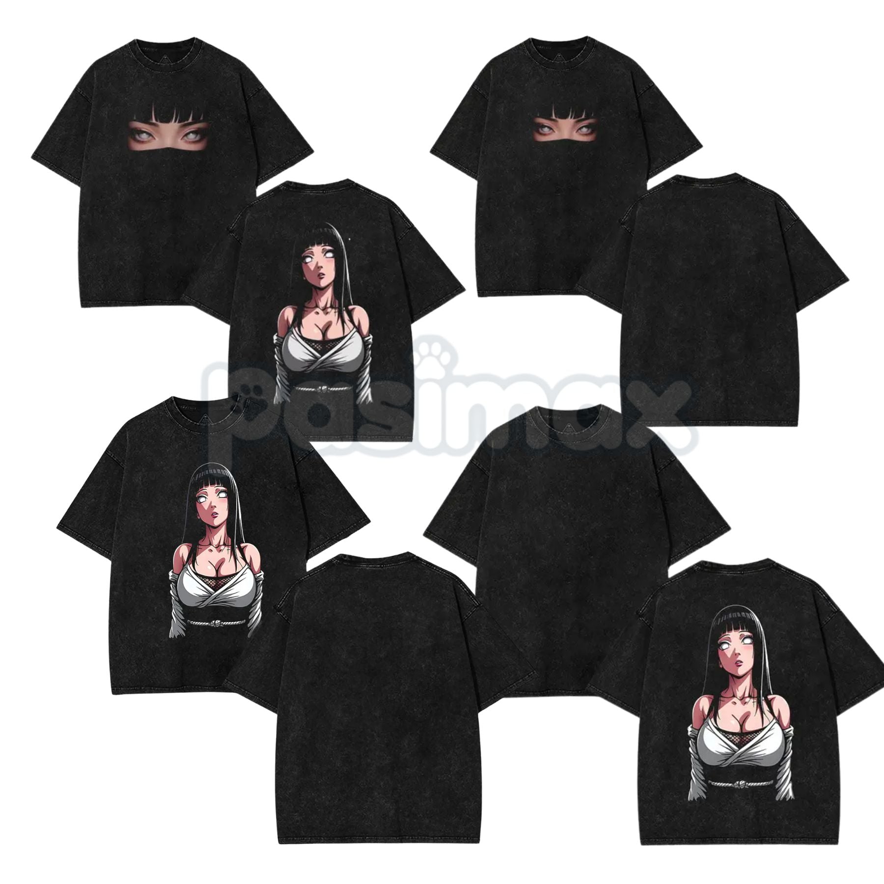 Hinata Hyuga Naruto Double Printed Vintage Washed Tee – Byakugan Princess Retro Anime Streetwear