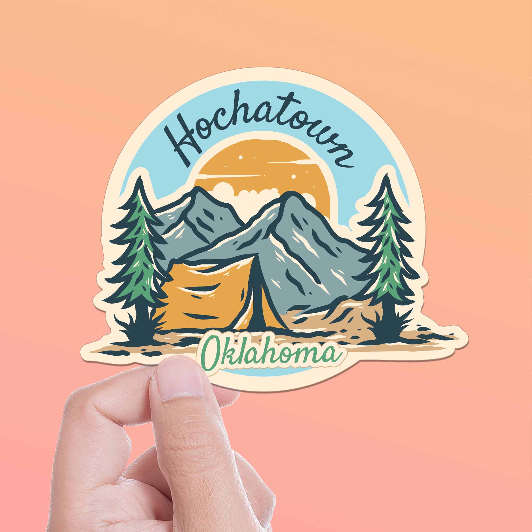 Hochatown Oklahoma Tent Camping Bumper Sticker