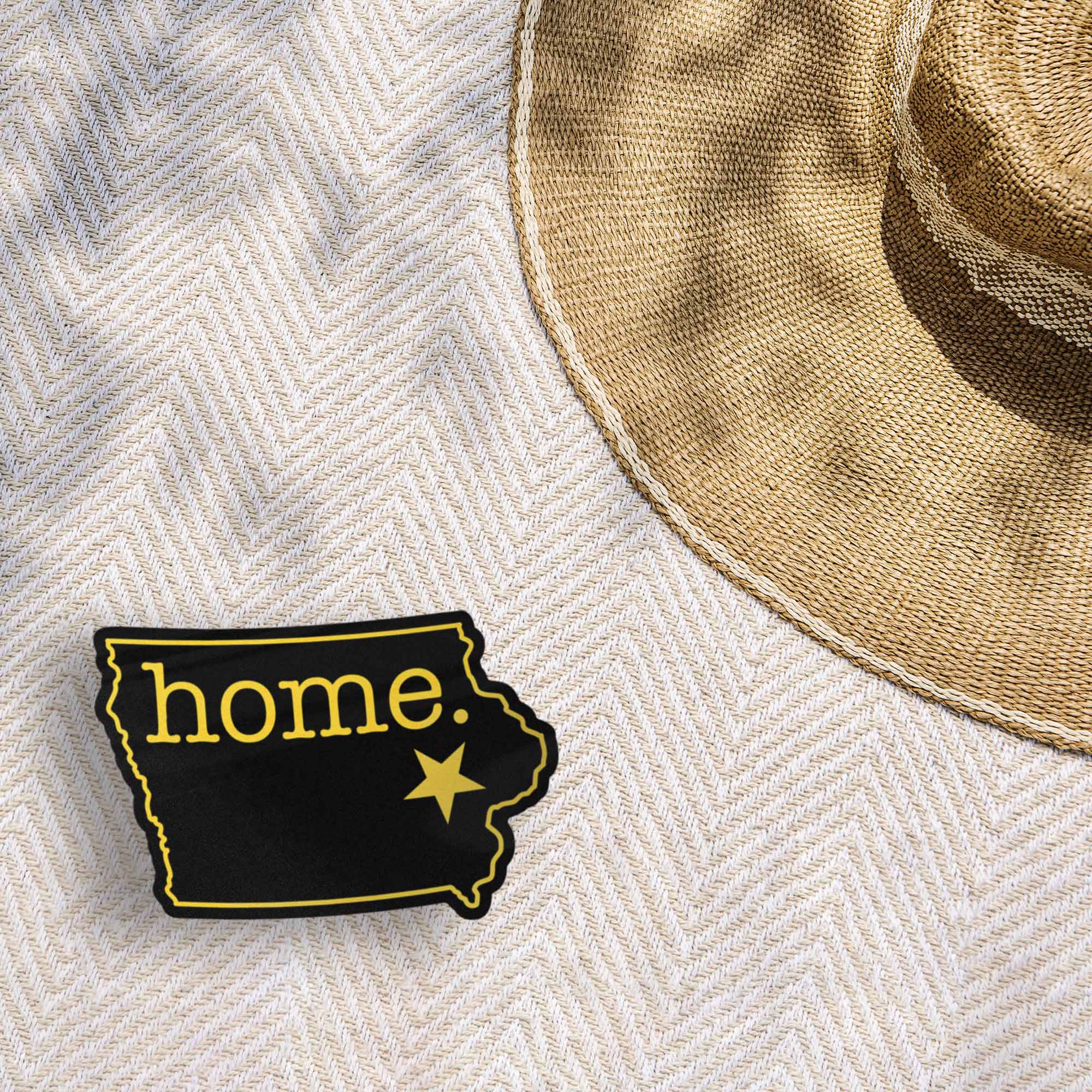 Black and Gold Iowa Home Sticker - Cute Iowa City Midwest Decal
