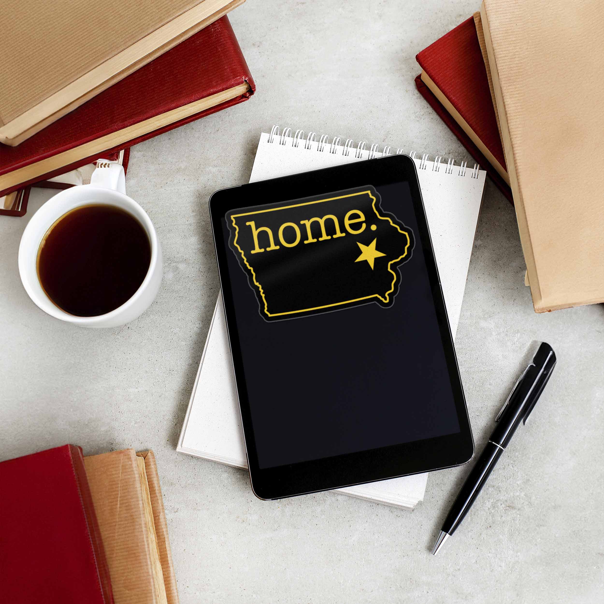 Black and Gold Iowa Home Sticker - Cute Iowa City Midwest Decal