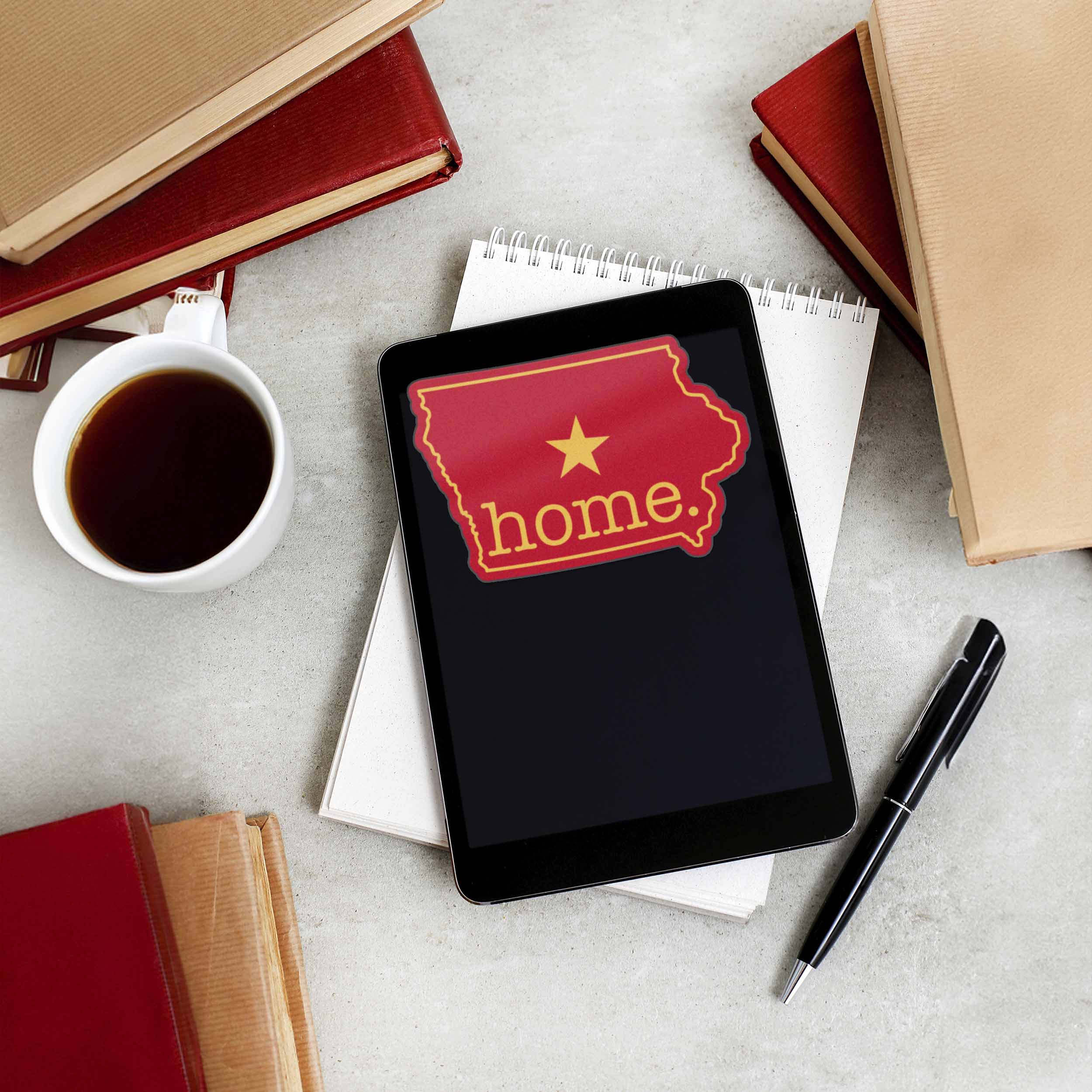 Red Iowa Home Sticker - Cute Ames IA Midwest Decal