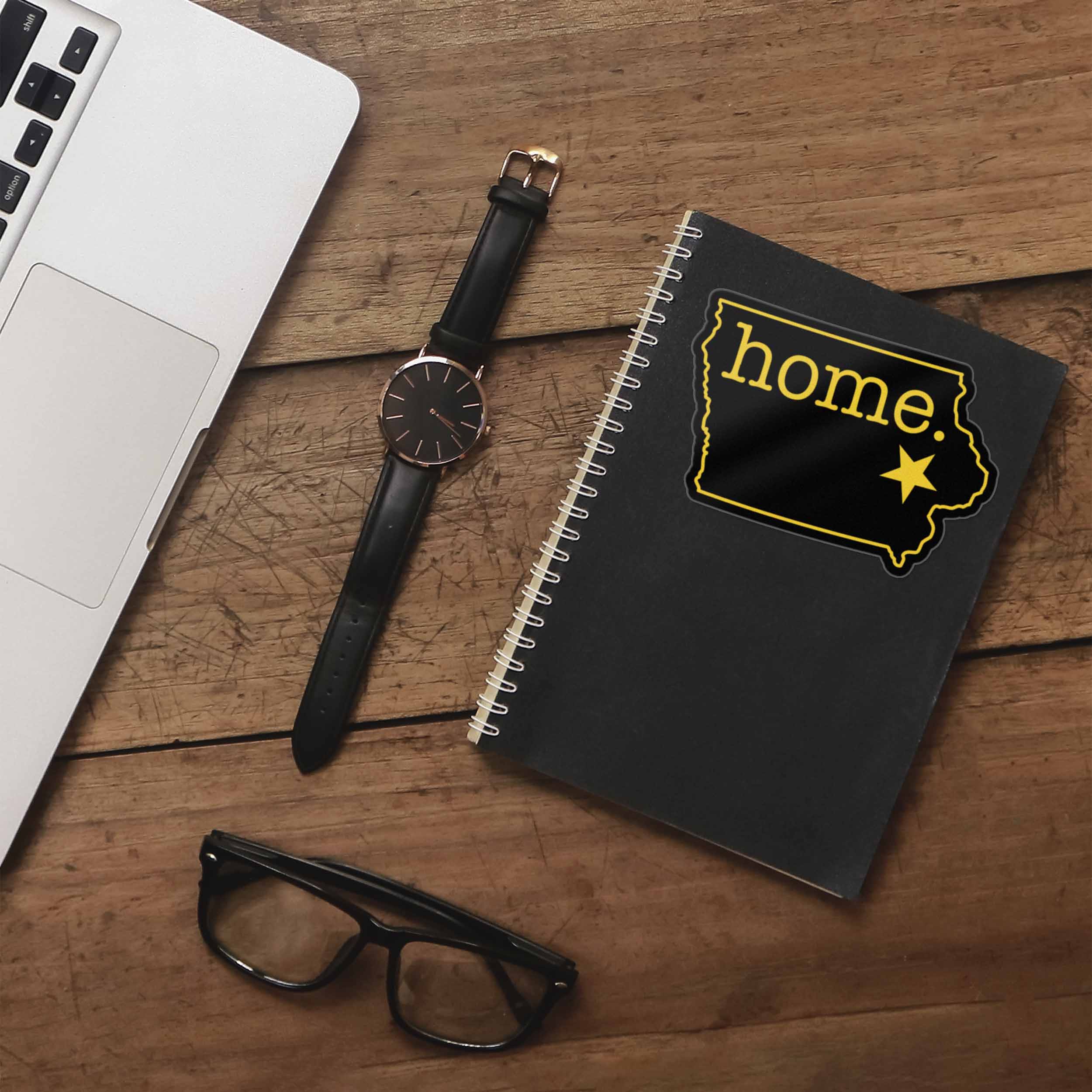 Black and Gold Iowa Home Sticker - Cute Iowa City Midwest Decal