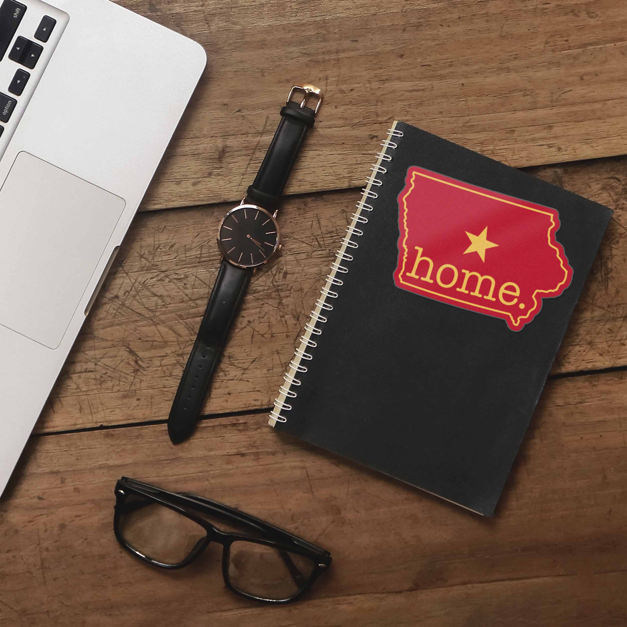 Red Iowa Home Sticker - Cute Ames IA Midwest Decal