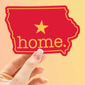 Red Iowa Home Sticker - Cute Ames IA Midwest Decal