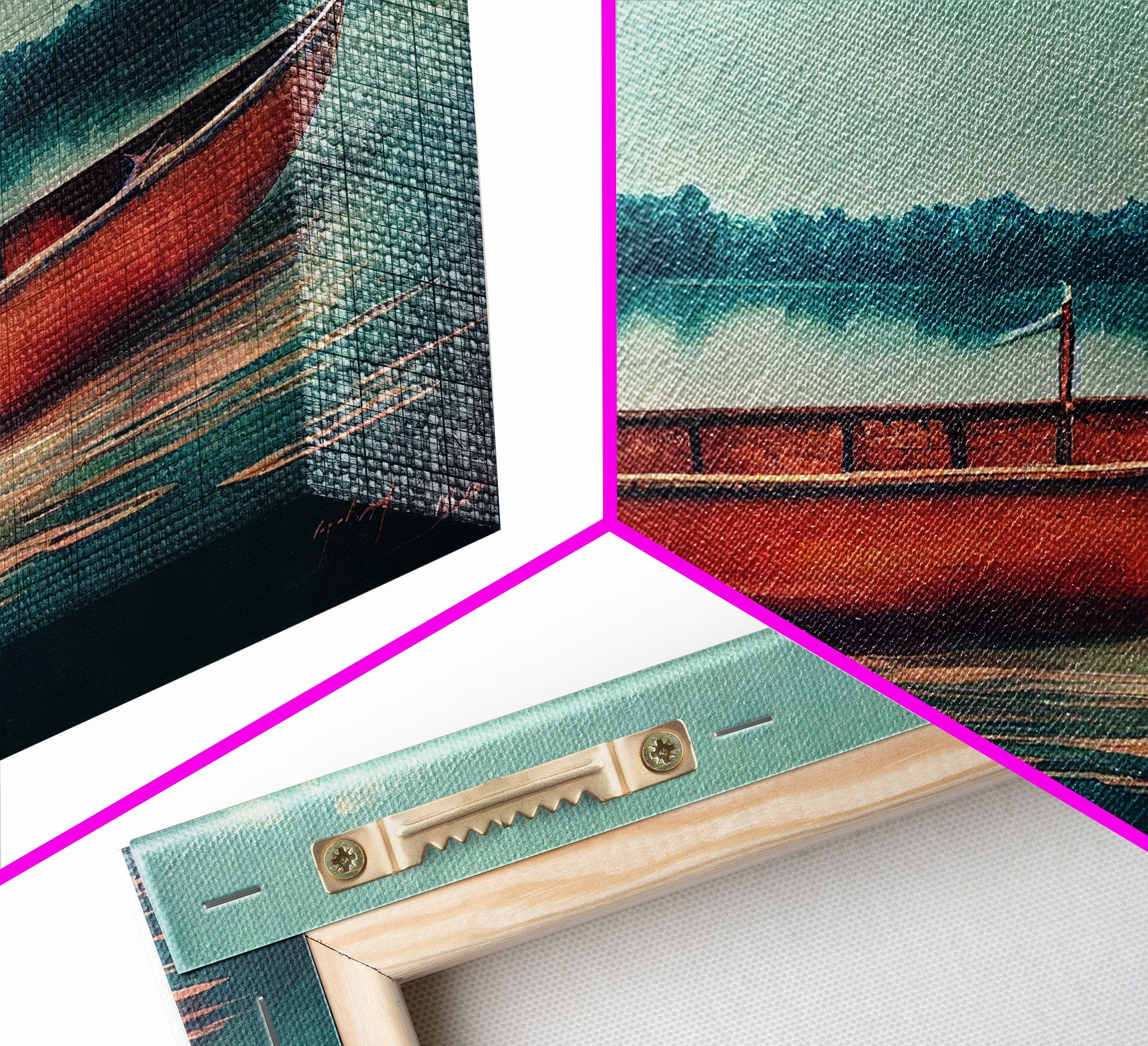 Painting of a Canoe, Lakehouse Art, ready to hang canvas print wall art, framed canvas wall art, mancave wall art