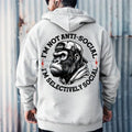 "I’m Not Anti-Social I’m Selectively Social" Printed Men's Hoodie – Introvert Statement Pullover, Funny Slogan Apparel, Unisex