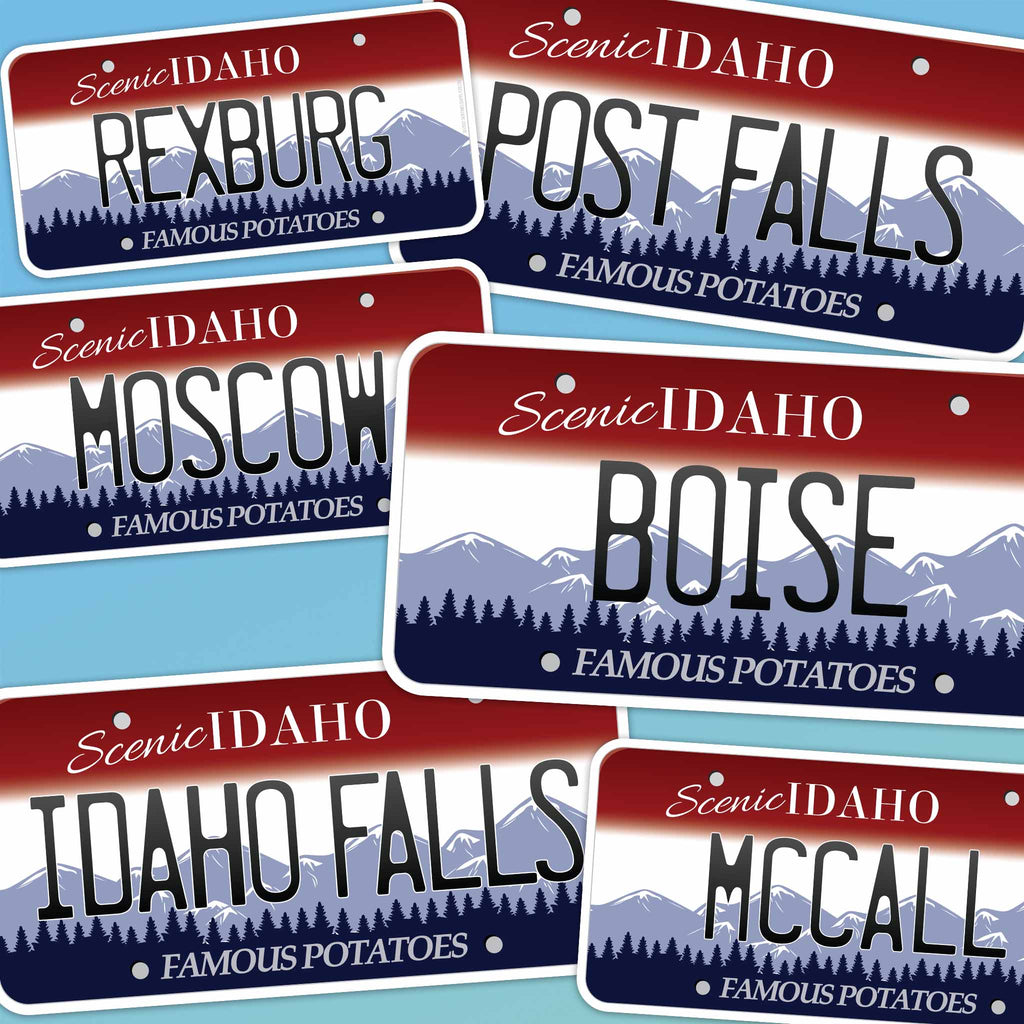 Idaho License Plate Stickers - Choose from 25+ ID City & Saying Decals
