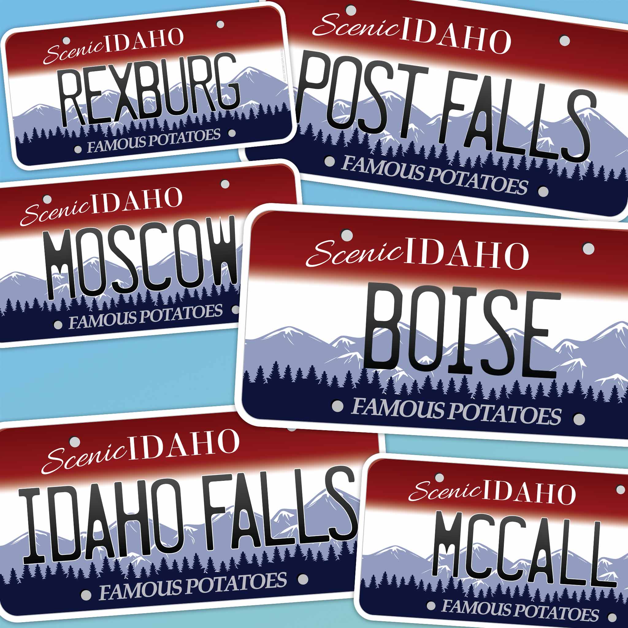 Idaho License Plate Stickers - Choose from 25+ ID City & Saying Decals
