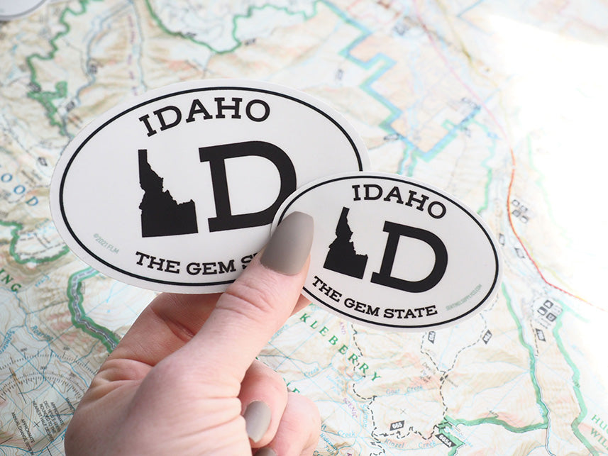 White Oval Idaho Bumper Sticker