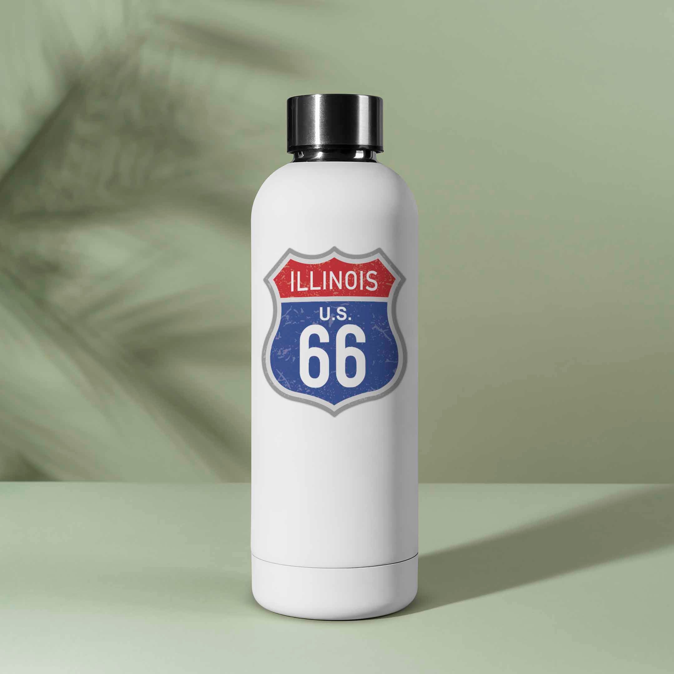 Illinois Blue Route 66 Sticker - Cool IL Vintage Highway Sign Decal