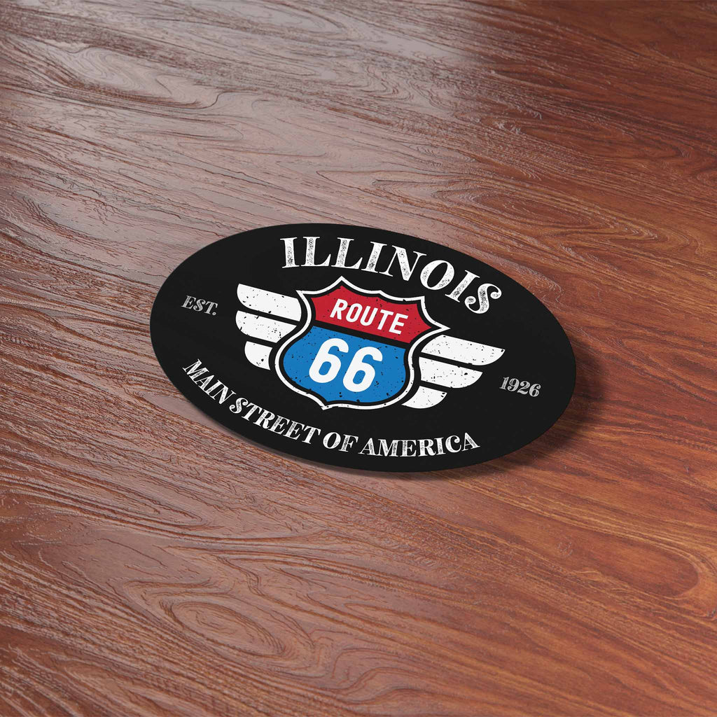 Illinois Route 66 Sticker - IL Black Oval Decal