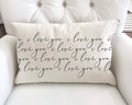I Love You Pattern Charcoal Valentine's Day Pillow Cover 12x20