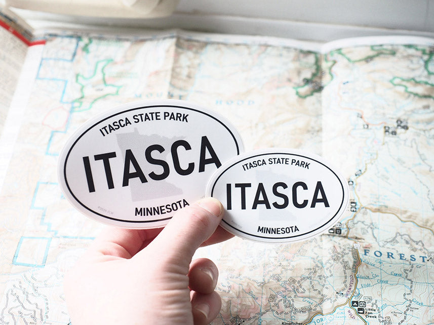 Itasca State Park Minnesota White Oval Bumper Sticker