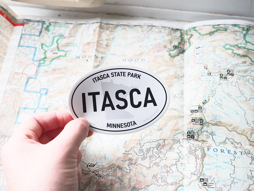 Itasca State Park Minnesota White Oval Bumper Sticker