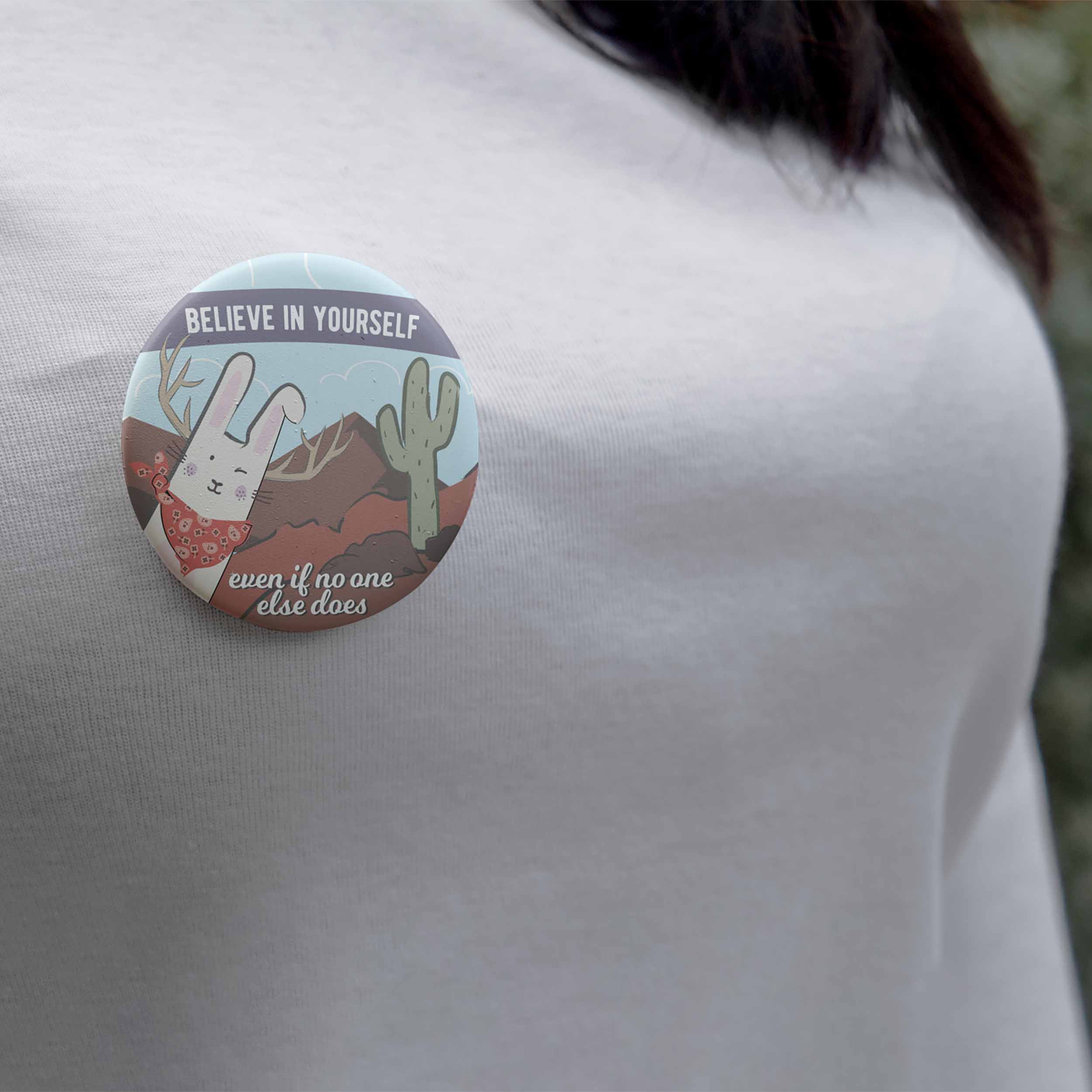 Believe Jackalope Pin - 2.25" Button