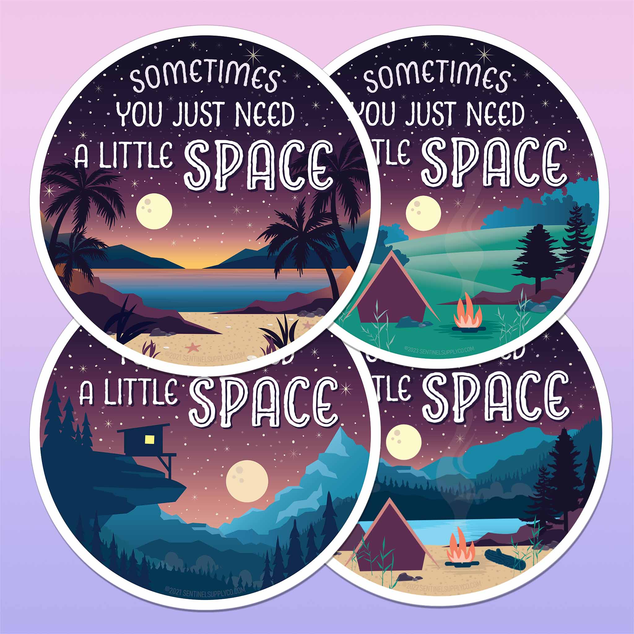 Just Need A Little Space Camping Sticker - Prairie