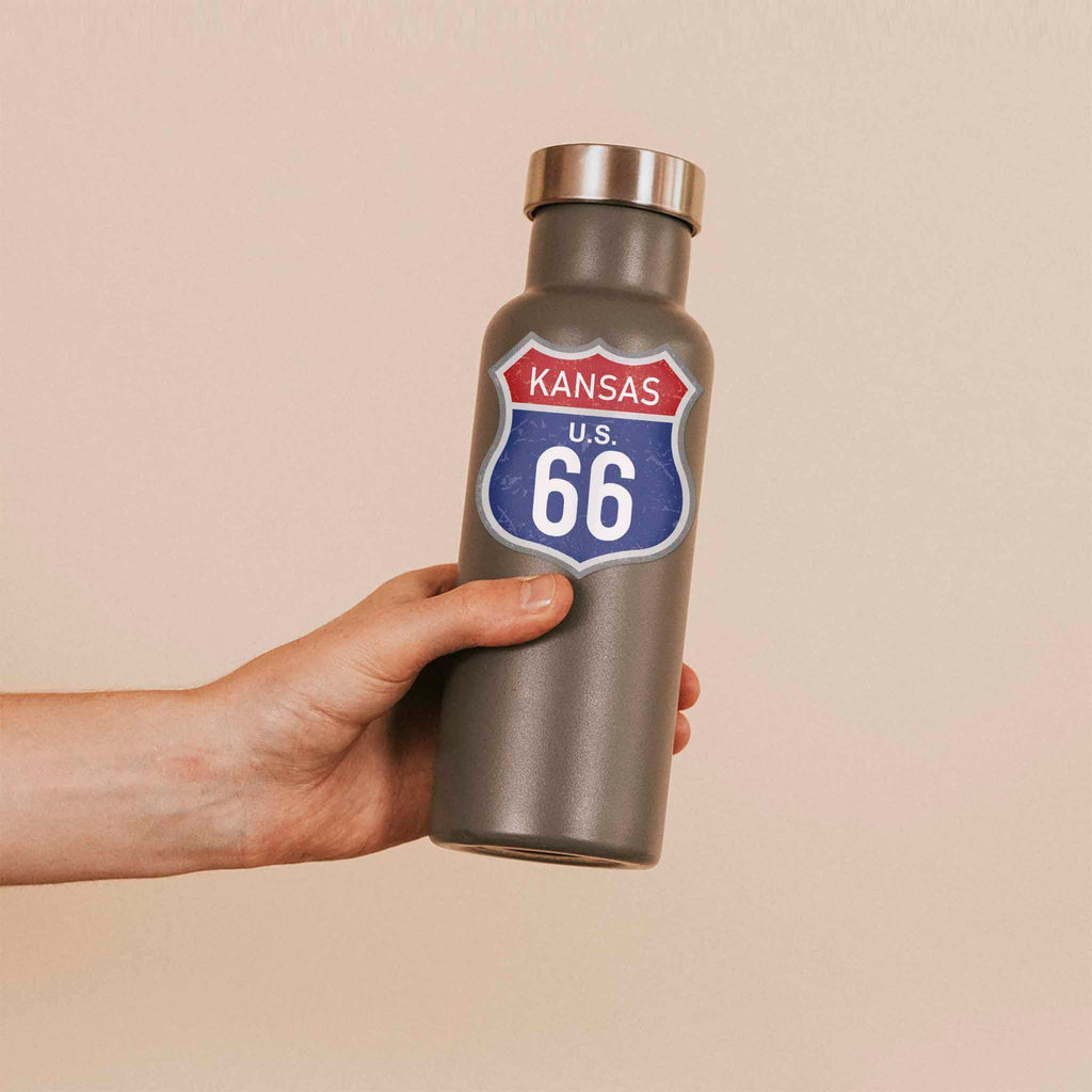 Kansas Blue Route 66 Sticker - Cool KS Vintage Highway Sign Decal