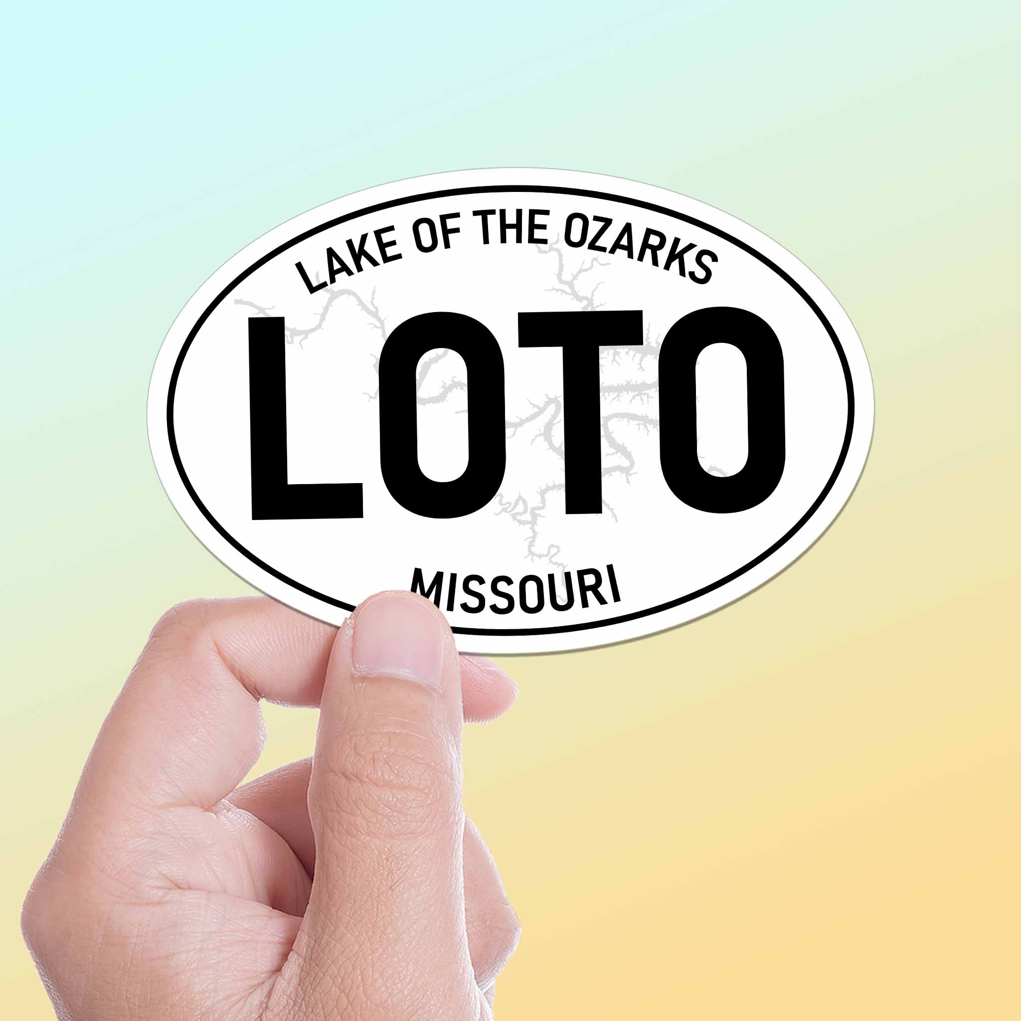Lake of the Ozarks Missouri White Oval Bumper Sticker