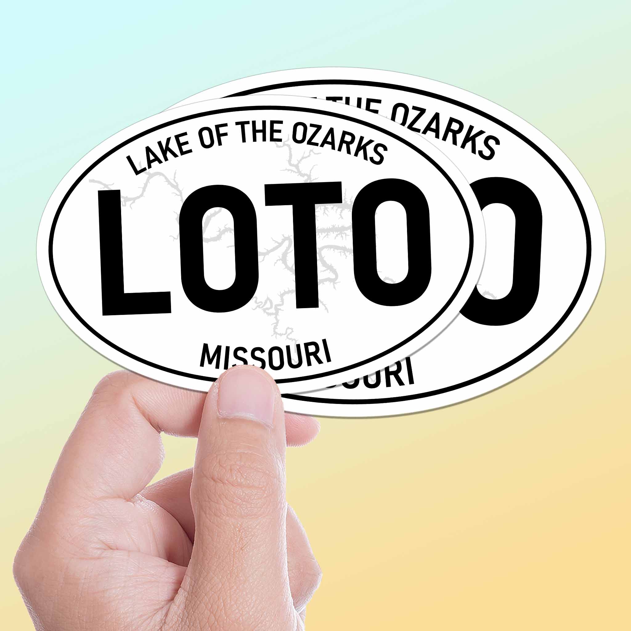 Lake of the Ozarks Missouri White Oval Bumper Sticker