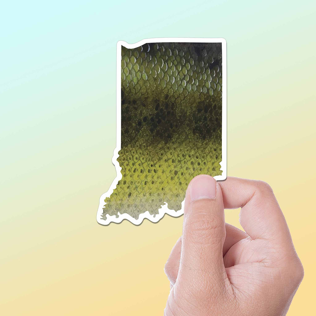 Largemouth Bass Indiana Sticker - IN Fishing Decal