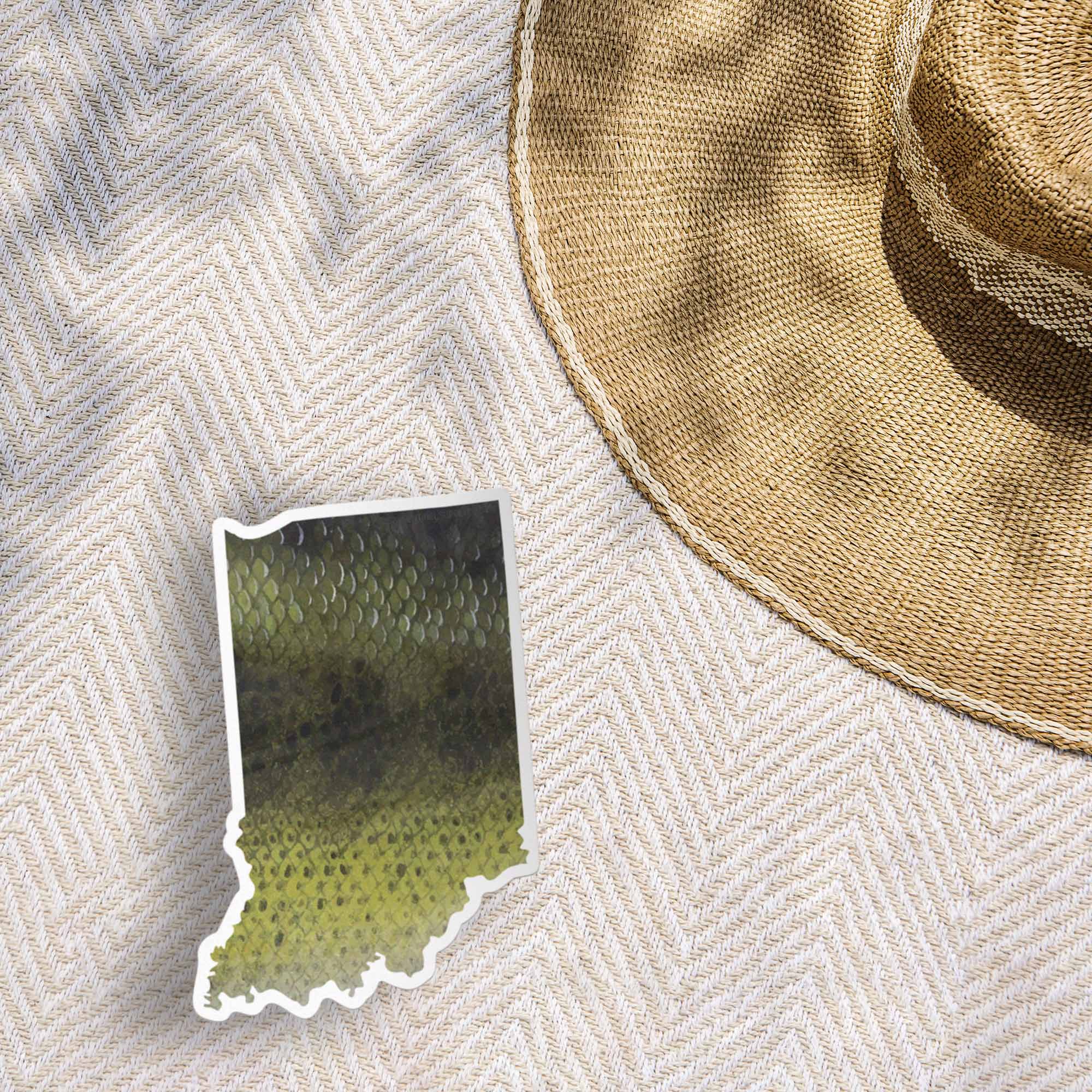 Largemouth Bass Indiana Sticker - IN Fishing Decal