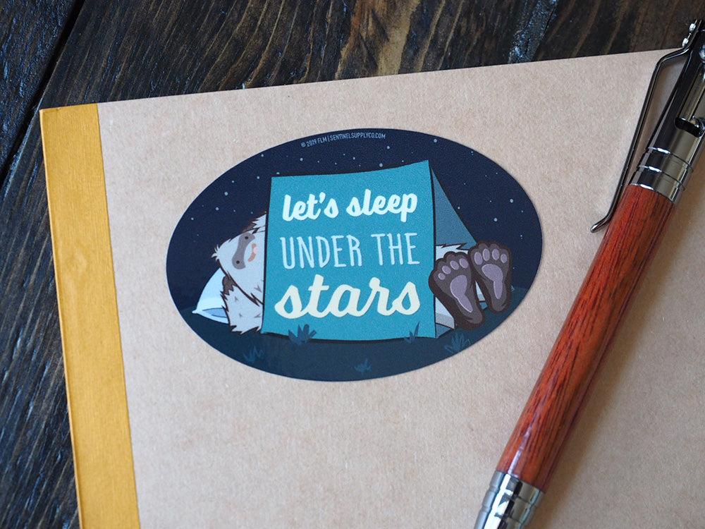 Let's Sleep Under the Stars Bigfoot Sticker