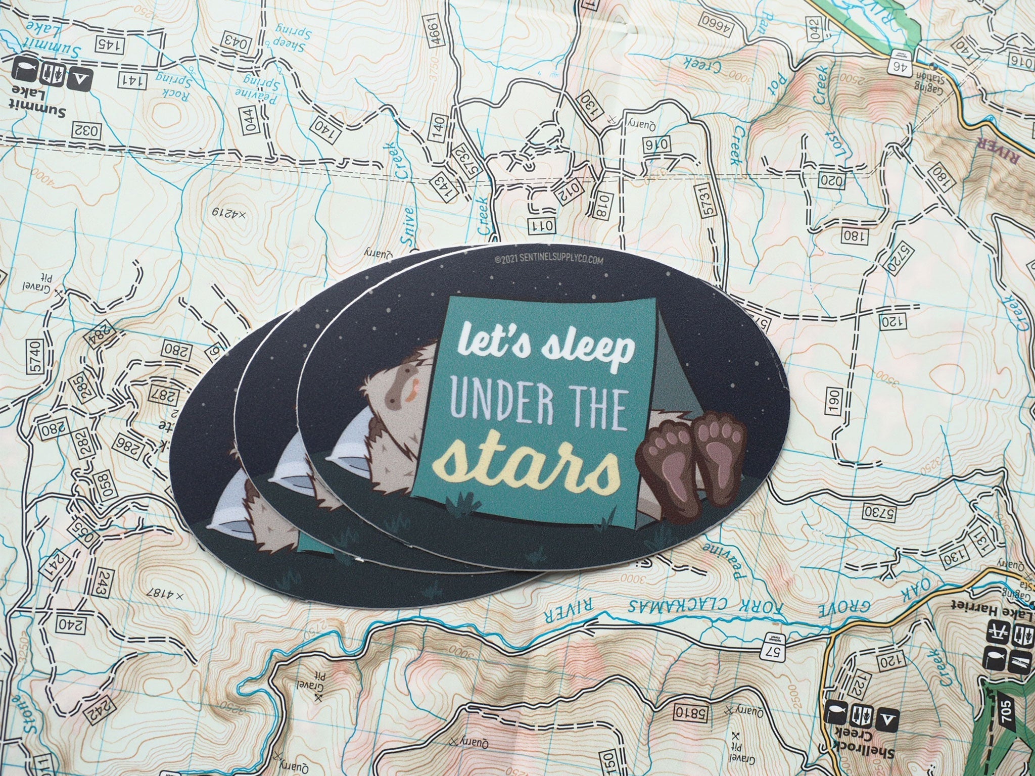 Let's Sleep Under the Stars Bigfoot Sticker