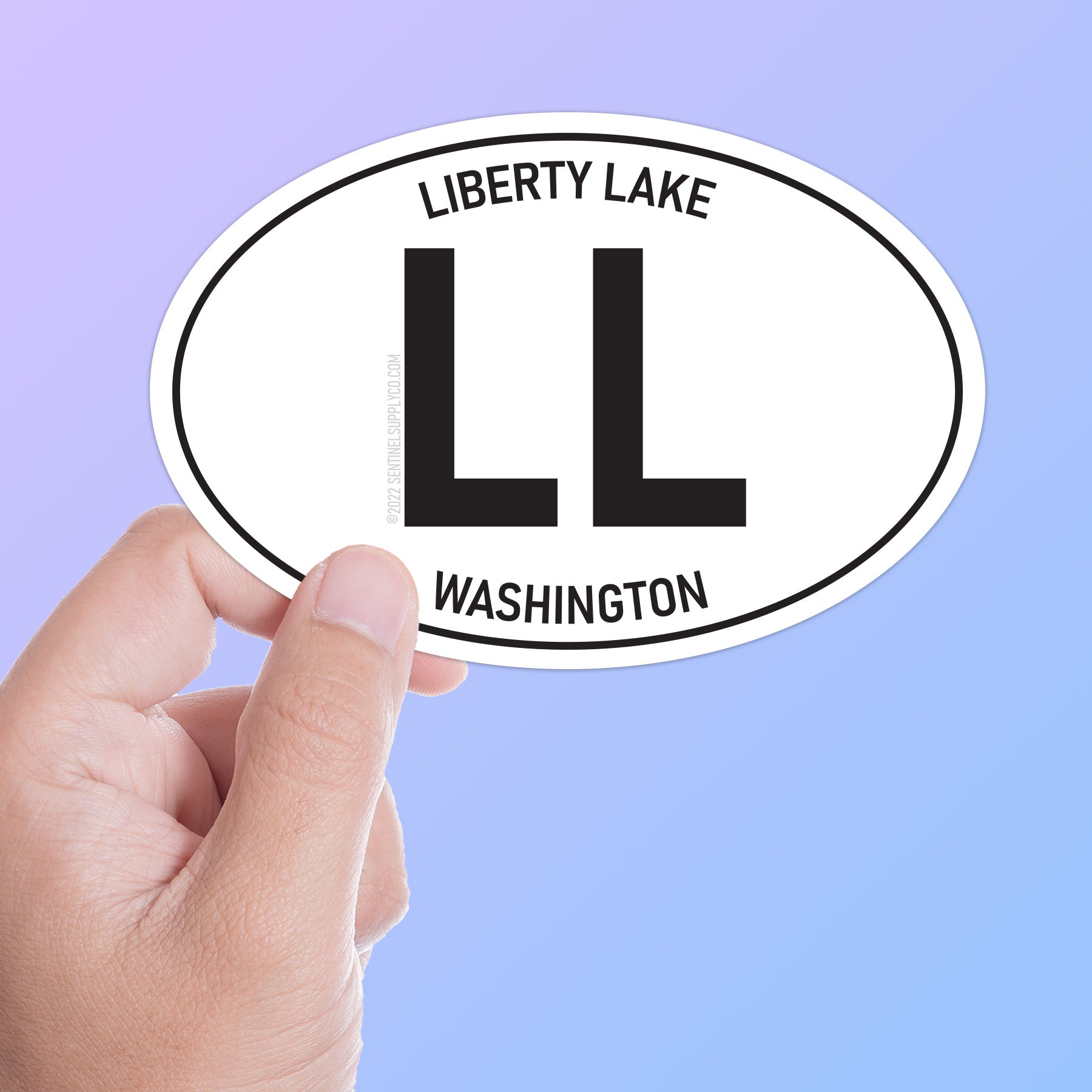 White Oval Liberty Lake Bumper Sticker