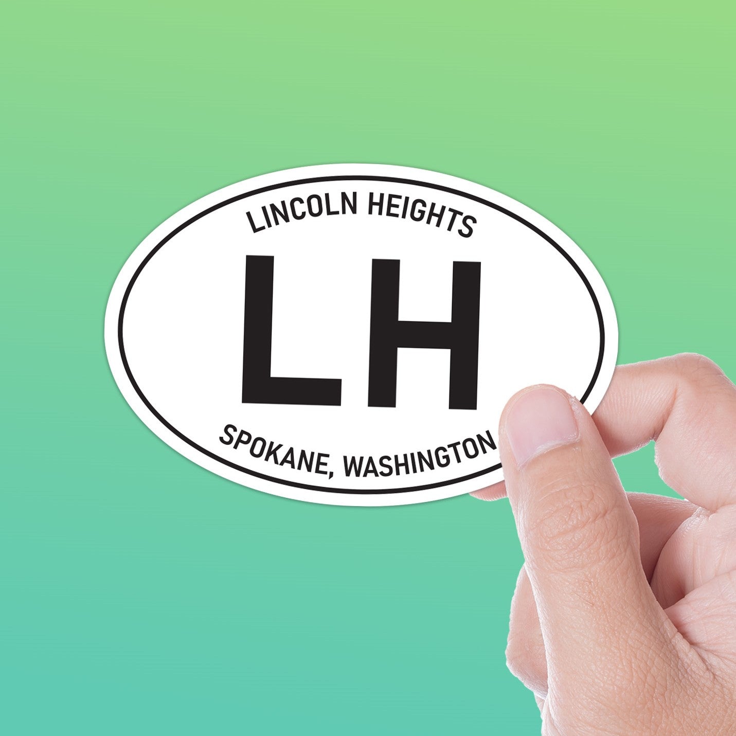 White Oval Lincoln Heights Spokane Bumper Sticker