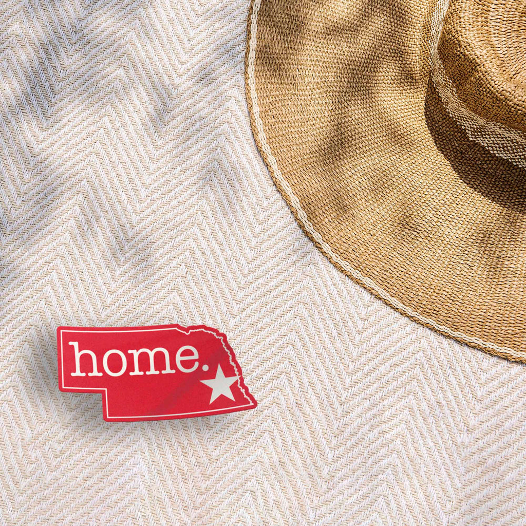 Red Nebraska Home Sticker