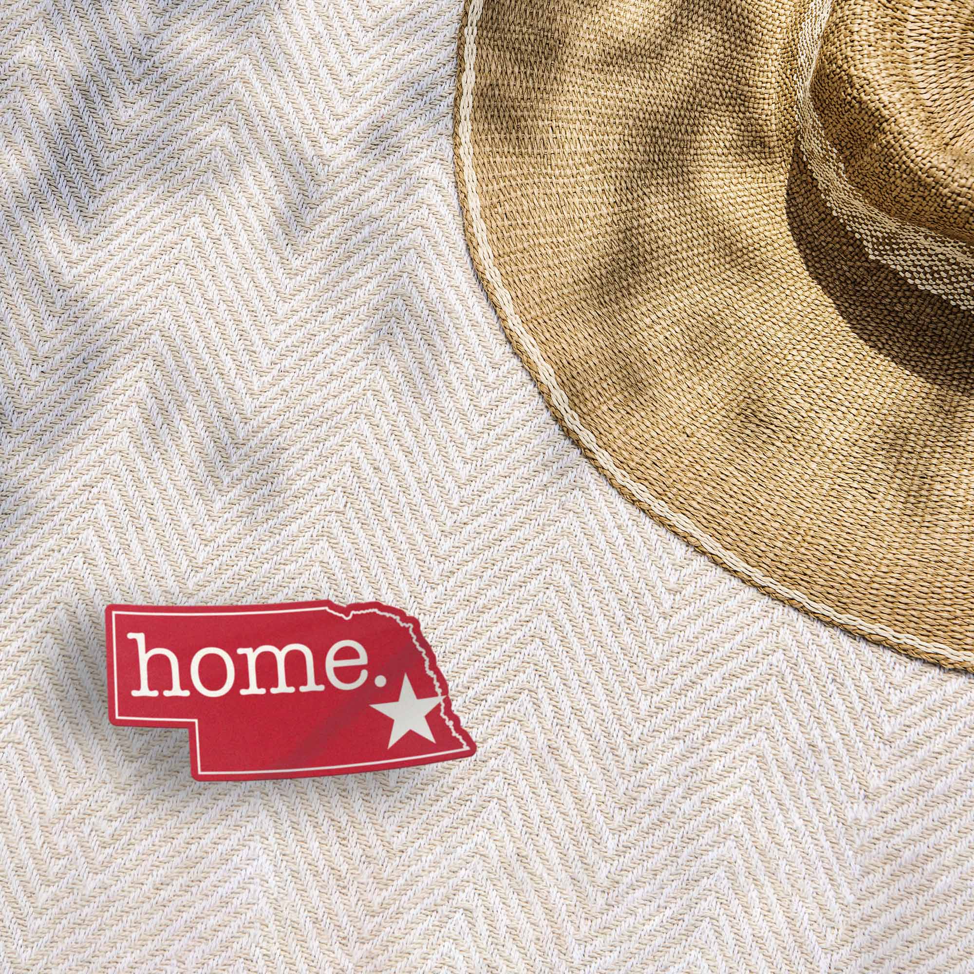Red Nebraska Home Sticker