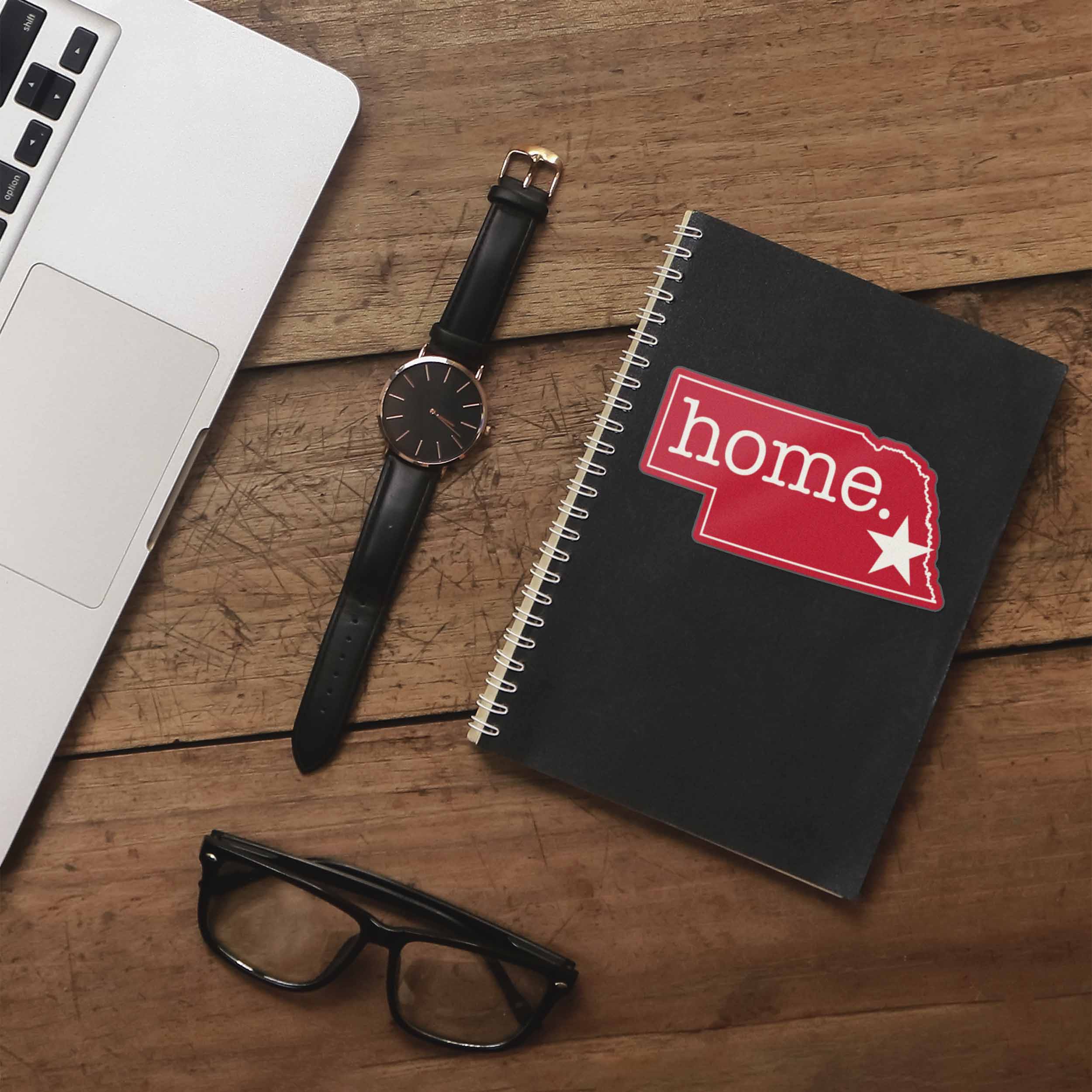 Red Nebraska Home Sticker