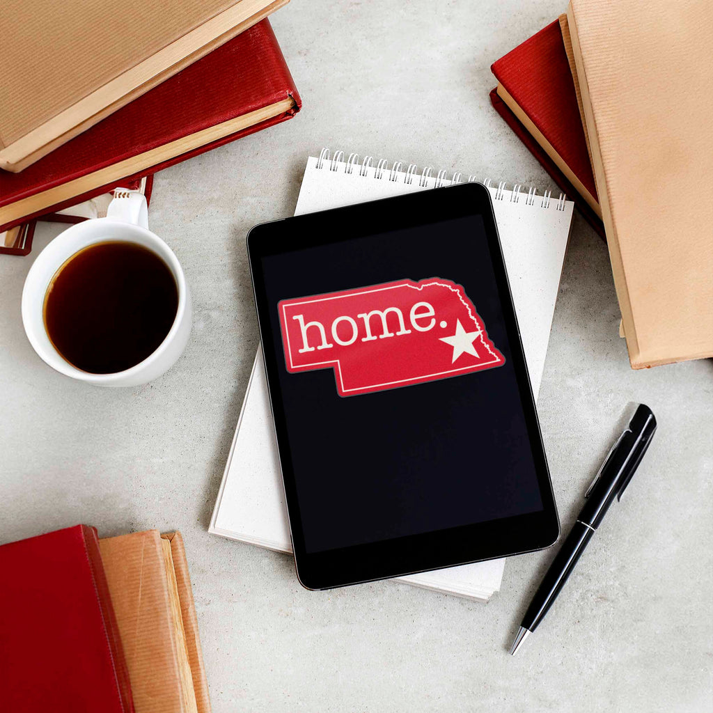 Red Nebraska Home Sticker
