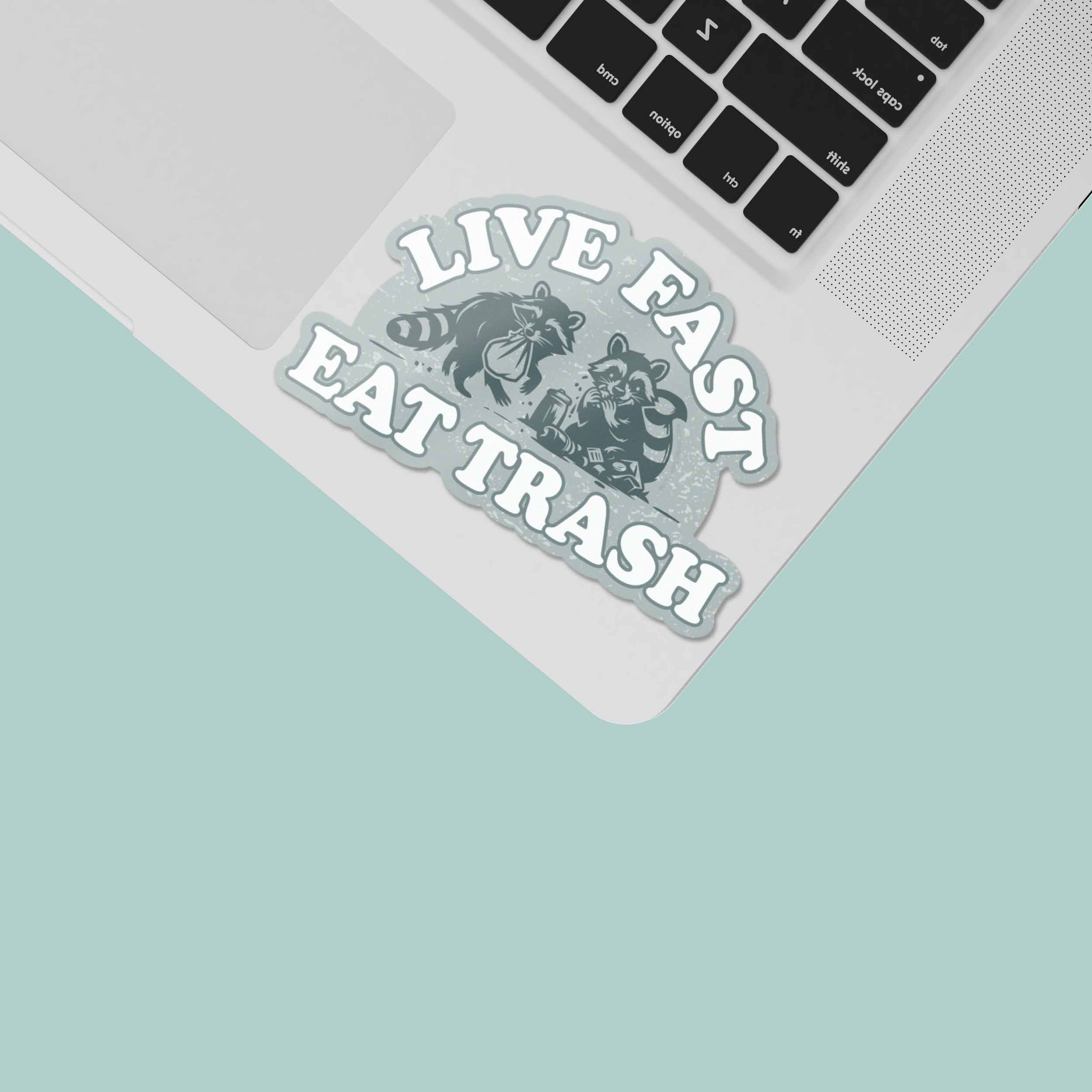 Live Fast Eat Trash Funny Raccoon Sticker
