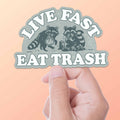 Live Fast Eat Trash Funny Raccoon Sticker