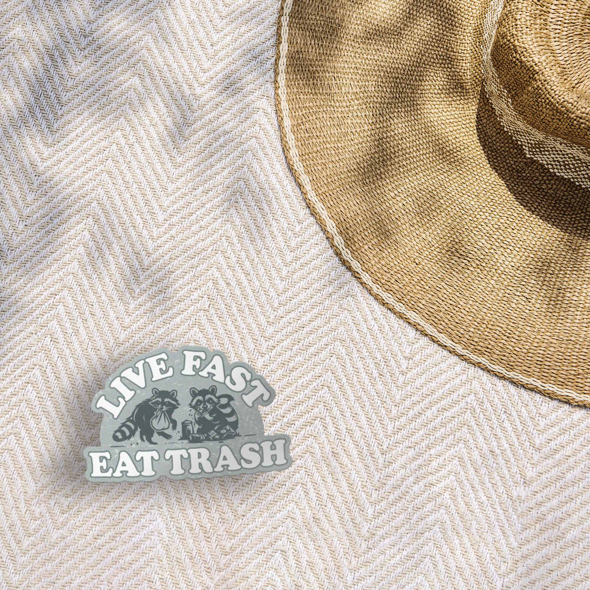Live Fast Eat Trash Funny Raccoon Sticker