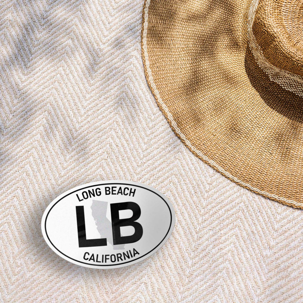 Long Beach California White Oval Sticker