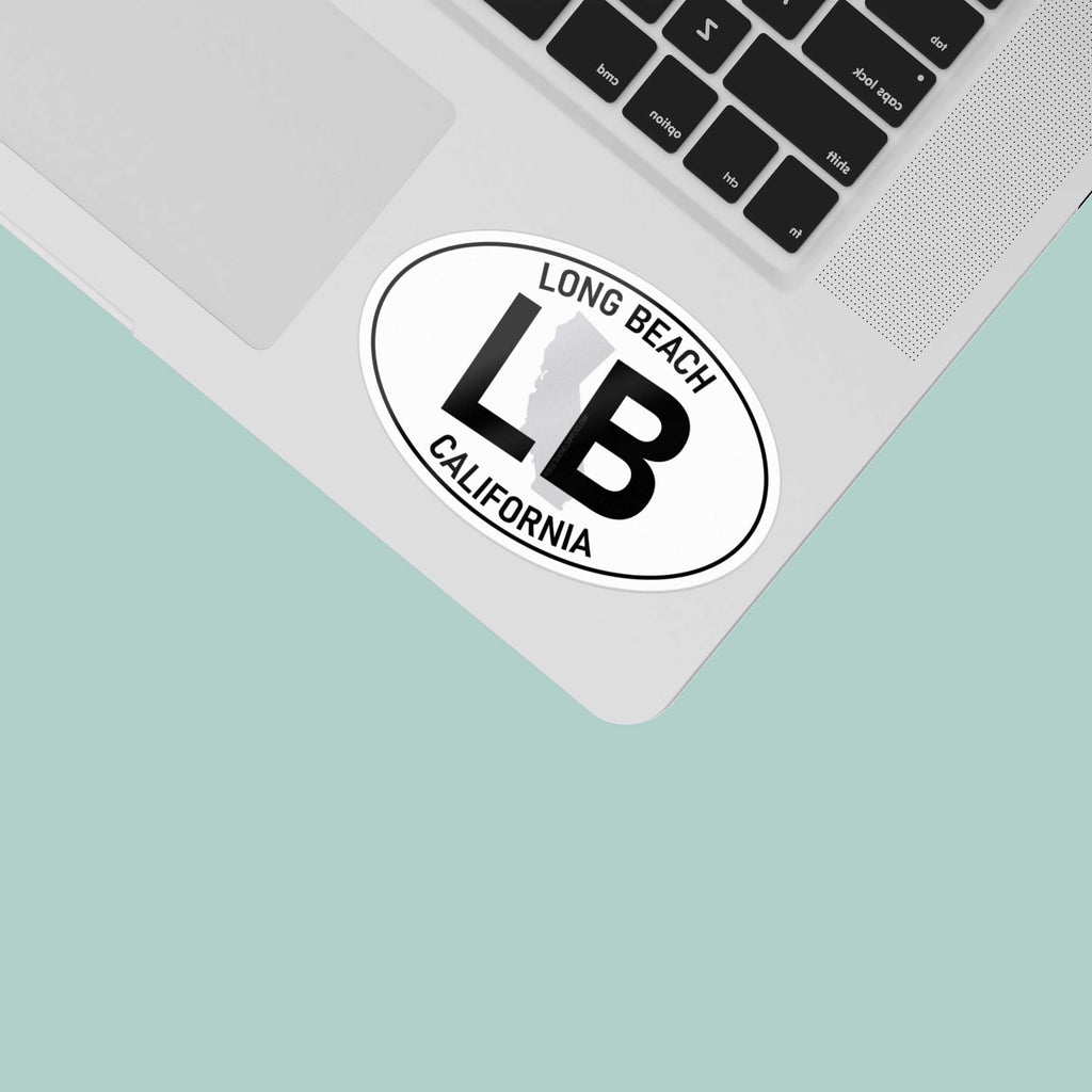 Long Beach California White Oval Sticker