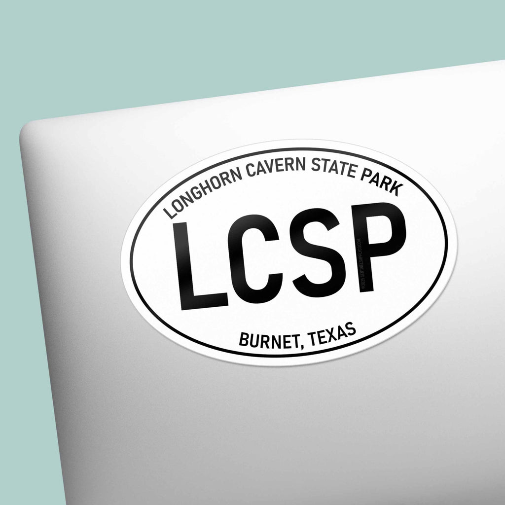 Longhorn Cavern State Park Texas White Oval Bumper Sticker