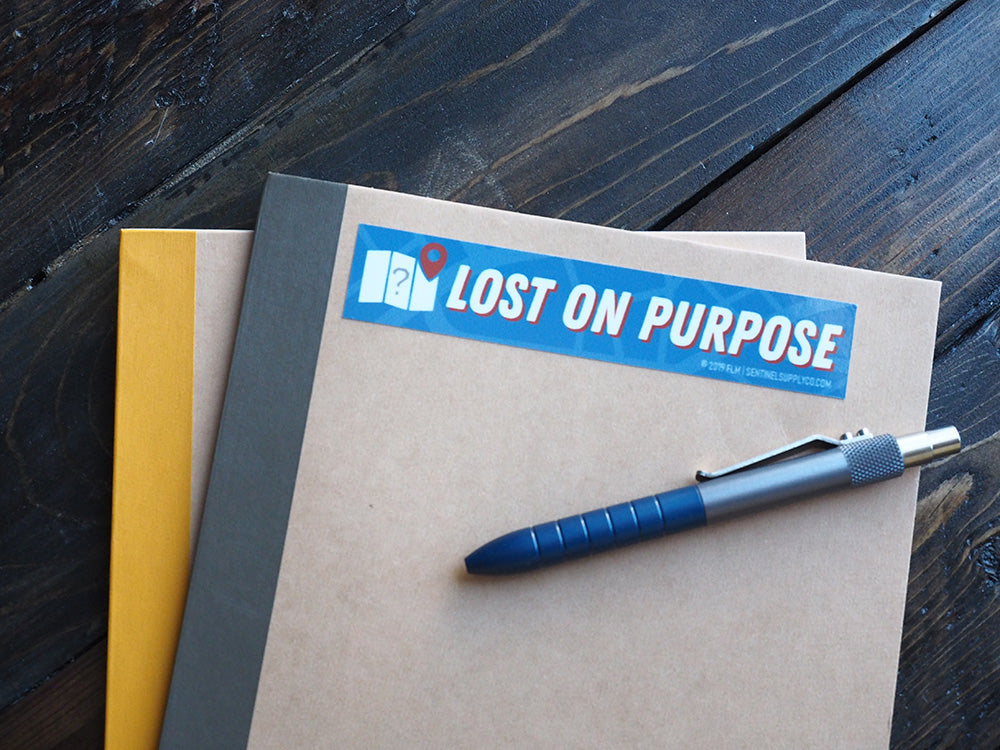 Lost on Purpose Sticker - Blue Rectangular