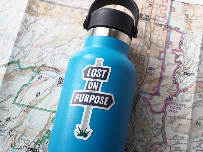 Lost on Purpose Road Sign Sticker