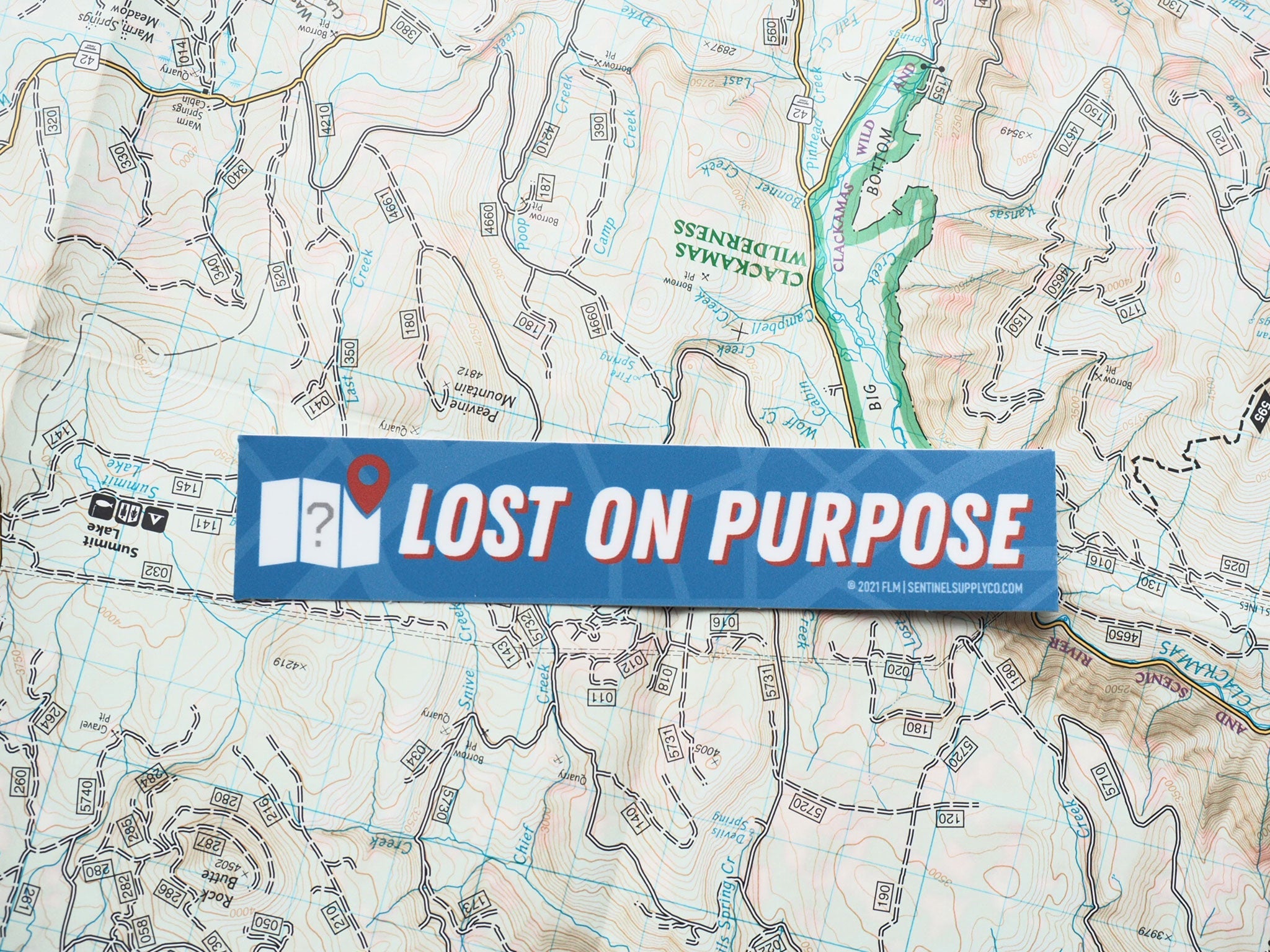 Lost on Purpose Sticker - Blue Rectangular